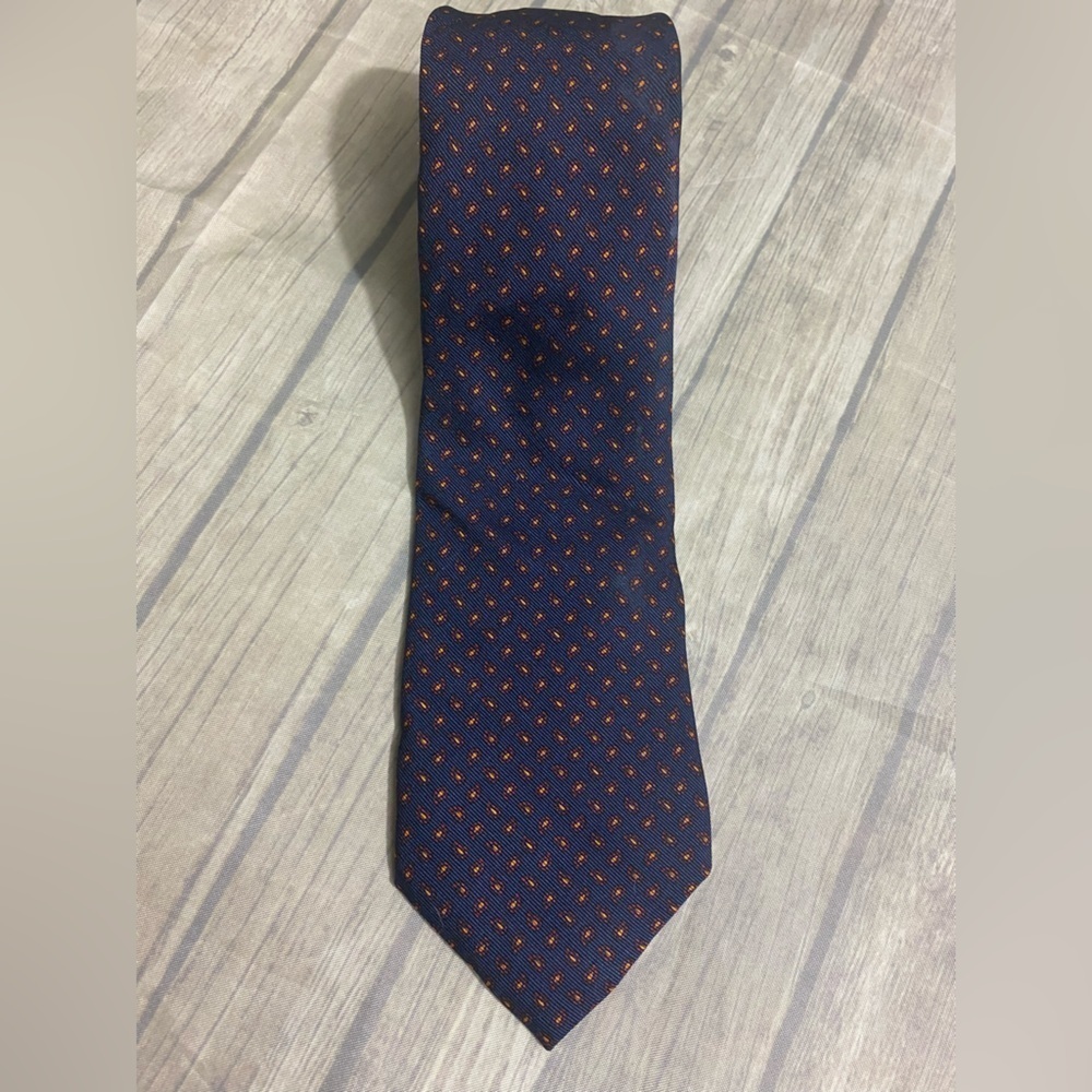 Oxford Clothes Tie Mens 61” Long 3 1/2” Wide Navy Blue Wool Silk Repp Necktie